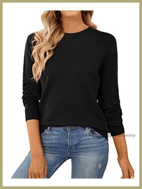 100% Cotton Lightweight Long Sleeve Crew Neck Pullover Sweater